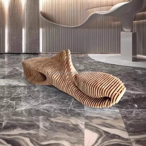 Vestíbulo de hotel moderno, asiento trasero de ocio de madera paramétrico personalizado, silla de espera, muebles comerciales - Product Image 4