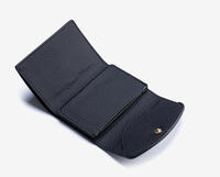 Dompet Kulit Asli Anti RFID Desain Pendek Tipis untuk Wanita