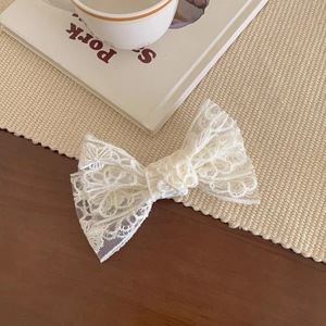 GENYA 2024 Blanc Dentelle Tissu Bride Clip Big Bow Top Hair Clip Beautiful Lace Bow <span class=keywords><strong>noeud</strong></span> <span class=keywords><strong>Barrette</strong></span> pour Femmes Filles - Product Image 6