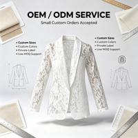 Blazer en dentelle ajourée pour femme, manches longues, devant ouvert, veste décontractée sexy pour le bureau ou les soirées, OEM ODM personnalisé