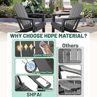 US STOCK Lot de 2 chaises Adirondack modernes en HDPE, pliantes et durables, avec porte-gobelets, pour terrasse, pont et foyer - Gris