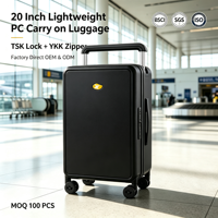 Valise de voyage à poignée large pour ordinateur portable, 20 pouces, bagage cabine, fermeture éclair YKK, serrure TSA, roues silencieuses pivotantes, port de charge USB