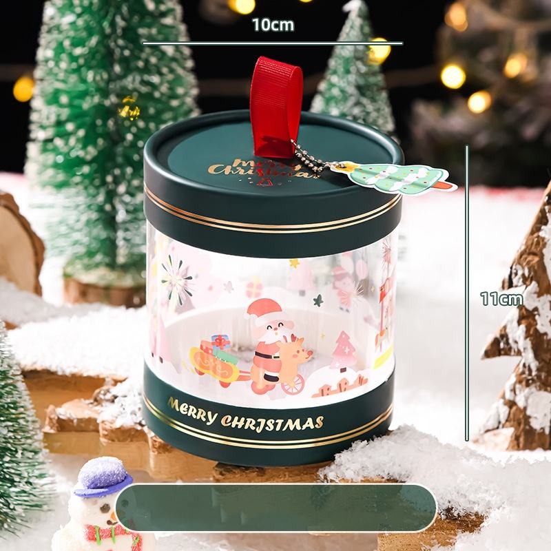 กล่องพีวีซีสีเขียวพร้อมแท็กคริสต์มาส