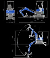 Mini-excavatrice de 2 tonnes pour creuser en profondeur et démolir, moteur EPA/EURO 5, mini-excavatrice sur chenilles pour l'agriculture et le terrassement