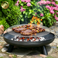 Barbecue rond en bois avec écran anti-étincelles sur les pieds, pour jardin et extérieur, commande en gros directement de l'usine