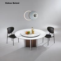 Table à manger rotative en ardoise, style moderne minimaliste et luxueux, pour la maison, l'appartement, l'hôtel, l'école, la villa - 4 places