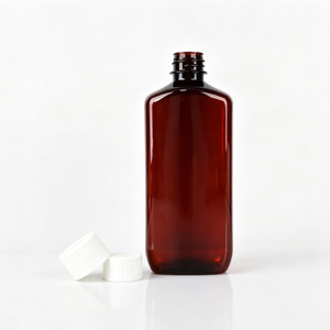Botella de PET Ámbar de Grado Médico de 16 oz para Jarabe para la Tos, Botella de Plástico Ámbar Farmacéutica con Tapa de Rosca de PP - Product Image 3