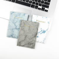 Dompet perjalanan Marbling kustom kulit Pu dompet perjalanan marmer bisnis tempat paspor penutup paspor dengan slot kartu Id Kredit Bank