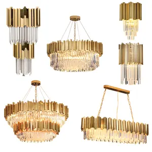 Moderne Nordic Custom Woonkamer Decor Hoog Plafond Gouden Luxe Hanglampen Led K9 Kristallen Kroonluchter