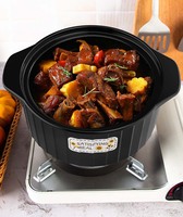 Casseroles en céramique peintes à la main modernes noires pour la maison, pot à soupe, couvercle en céramique, compatible lave-vaisselle, écologique, compatible cuisinière à gaz