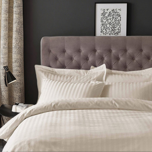 Tessuto Jacquard a Righe in Raso di Cotone 100% Organico Traspirante 400TC, Tessuto Twill Sbiancato per Biancheria da Letto e Tessili per la Casa - Product Image 1