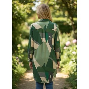 Chemise longue en viscose pour femme grande taille Vetr, imprimé géométrique - Product Image 4