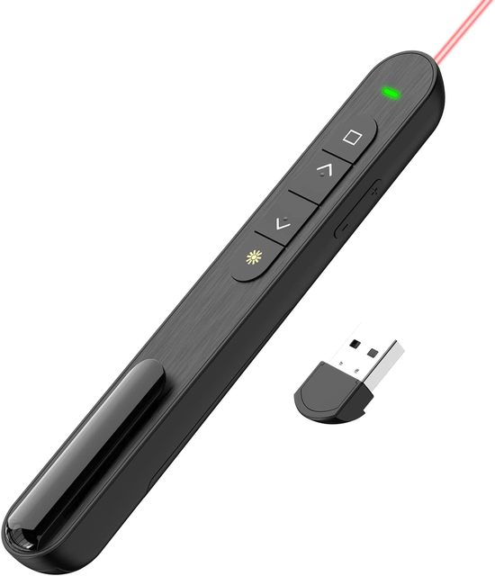 Powerful Wireless Presenter with USB Laser Pointer Black or White Clicker for PowerPoint Remote Control for Presentations
