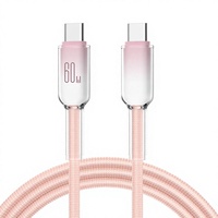 Cable de Carga Rápida y Transferencia de Datos de 60W PD con Trenzado de Nailon y Cristales de Hielo, Doble Tipo-C, para iPhone, Samsung, Huawei, Computadora y Cámara