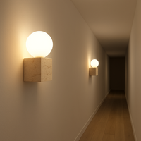 Applique murale cube en travertin avec globe en verre pour décor intérieur d'hôtel de couloir de chambre à coucher