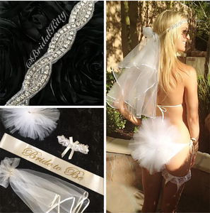 3Pcs Bachelorette Party Bride to Be Kit <span class=keywords><strong>de</strong></span> décorations pour la douche nuptiale Sash for Bride Rhinestone Tiara Veil - Product Image 2