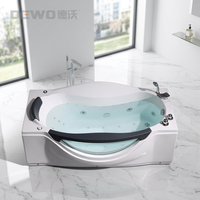 Baignoire de massage moderne de luxe en acrylique, pour appartement et spa, avec lumières colorées, buses à jets perforés et appuie-tête