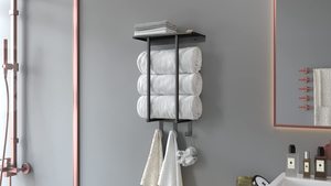 Bagno in acciaio inox nero in piedi appendiabiti da bagno portasciugamani Rack Bar Shelf <span class=keywords><strong>Set</strong></span> fissato al muro - Product Image 5