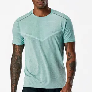Индивидуальная Светоотражающая быстросохнущая Влагоотводящая футболка для тренировок в тренажерном зале, бега, Мужская футболка для йоги, бесшовная футболка для бега