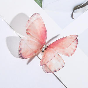 Groothandel kleurrijke sprankelende dieren vlinder haarspeldjes meisjes modieus zoet stof feest lichtgewicht handgemaakt nieuw design haar - Product Image 4