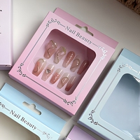 Boîte d'emballage en papier cosmétique pour ongles press-on avec logo personnalisé imprimé, avec trou de suspension