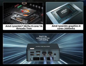 Mini estación de trabajo para PC AMD R7 5825U Octa-Core con alto rendimiento <span class=keywords><strong>DDR4</strong></span> M.2 2280 SSD Tarjeta de <span class=keywords><strong>video</strong></span> integrada de escritorio - Product Image 4