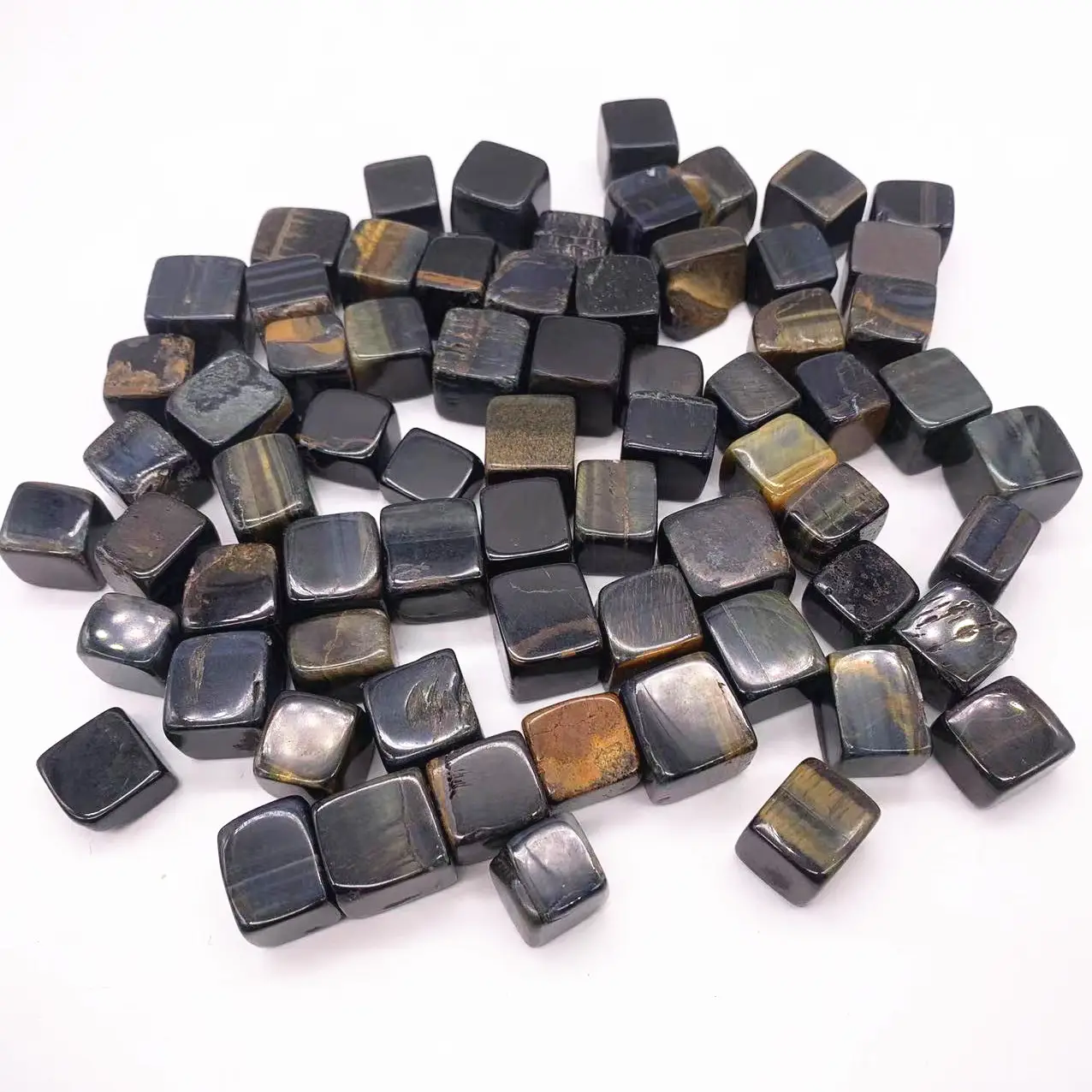 Natural stones healing crystals energy cube quartz Blue tiger eye square tumbled stone for decorate