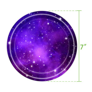 Assiettes, gobelets et serviettes en papier sur le thème du ciel étoilé, 9,7 pouces, imprimé galaxie violette, vaisselle de fête, décorations pour le Nouvel An et la Saint-Valentin - Product Image 2