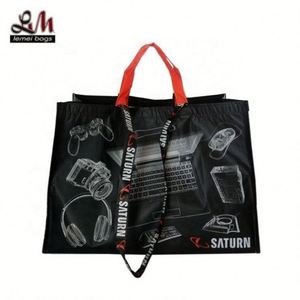 Sac de courses en non-tissé recyclé avec longue poignée, design simple, sac en RPET laminé - Product Image 5