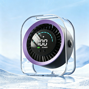Mini Portable 360 °   Ventilateur silencieux rechargeable par USB à fixation murale ou sur bureau, avec écran LED rotatif, 100 niveaux de vitesse, ultra silencieux - Product Image 1