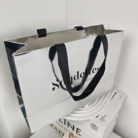 Sacs en papier argenté à effet miroir personnalisés et imprimés avec logo de marque pour l'emballage de vêtements de luxe
