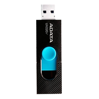 Nueva Memoria USB 3.0 Adata UV220 Personalizada de 32 GB, Estilo Bolígrafo, Color Negro y Azul, en Caja de Plástico para Regalo