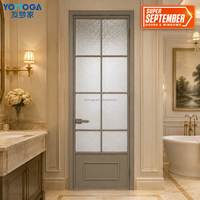Promoción de Septiembre: Puerta de Baño de Aluminio Gris con Vidrio para Compradores Mayoristas