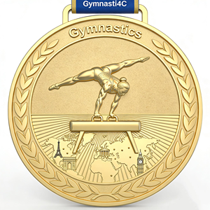 เหรียญกีฬายิมนาสติกแบบสั่งทำพิเศษ ชุบทองพรีเมียม  งานโลหะ 3 มิติ  ออกแบบเองได้  แกะสลักได้  เหรียญสังกะสี - Product Image 2