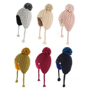 Kid's Pom-Pom Earflap Knit <b>Beanie</b> Hat Warm and Cozy Winter Hat for Boys and Girls - Product Image 4