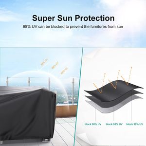 Capa para Móveis de Pátio em Rattan, Retangular, Resistente à Água, 600D, para Conjunto de Sofá Seccional Externo - Product Image 2