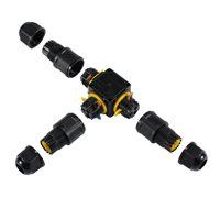 Conector Rápido de 3 Vías Tipo T, 24A, con Contactos de Cobre, Impermeable IP68, Sin Tornillos, para Cámara de Seguridad, Cableado de Jardín, Paneles Solares