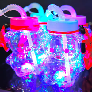 Jass Life Luminous <b>Bear</b> Color-Changing LED Light Plastic Sippy Cup 300-400ml Eco-Friendly Cute Gift for Children Japandi Style - Product Image 3