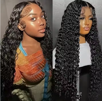 100% perruque de cheveux humains noir femmes vague profonde HD dentelle frontale sans colle pleine dentelle longue longueur perruques de cheveux indiens bruts