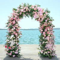 Arche de fleurs artificielles jaunes de 8 pieds, fleurs artificielles réalistes, arche florale en métal, décoration de fond, chemin de table, arche de mariage, fond de fête