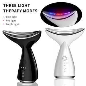 เครื่องนวดหน้าและลำคอ OEM สำหรับดูแลผิวหน้า เครื่องนวดยกกระชับใบหน้าและลำคอแบบไฟฟ้า พร้อมความร้อน 3 โหมด สำหรับริ้วรอย เครื่องนวดหน้า - Product Image 1