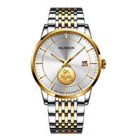 Reloj de Vestir para Hombre de Alta Calidad, Personalizado, Estilo Moneda de Oro Puro, Lujoso, Exclusivo, Casual de Negocios, Mecánico