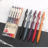 Lot de 5 stylos gel vintage couleur, séchage rapide, pointe bille 0,5 mm, prise en main en caoutchouc, stylo rétro créatif pour étudiants et fournitures de bureau