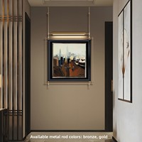 Peinture à l'huile minimaliste moderne sur toile encadrée avec barre métallique, éclairage décoratif suspendu, art mural de fond, décoration haut de gamme pour salon