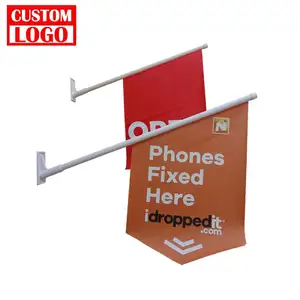 Digital Printing Pvc Banner Full Color All over Print Plastic Mounted Wall Hanging Flag Pole With White PVC Pole