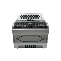 SEASOUND Accordéon Diatonique Professionnel 34 Boutons 12 Basses 3 Registers Argenté Grille Noire Argentée Boutons Noirs OEM JB3412C