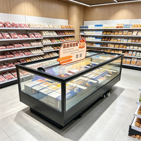 Congélateur îlot entièrement transparent sur mesure en verre haute transparence avec réfrigérant R290 pour la présentation de glaces en hypermarché