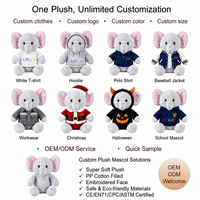 Peluche Ecológico de Elefante con Logotipo Personalizado, Juguete Suave para Niños, Regalo, Promoción Navideña, Venta al Por Mayor