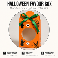 Boîte à bonbons orange avec fenêtre ronde, ruban vert et nœud décoratif, emballage cadeau pour boulangerie, comptoir de magasin de détail, vente en gros OEM