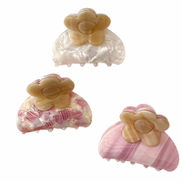 Pince à cheveux élégante personnalisée en acétate demi-lune motif floral marbré, pince à cheveux tendance en gros pour femmes